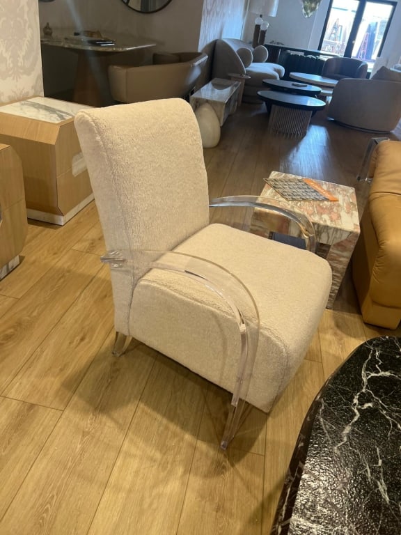 Lucite and Boucle occasional arm chair: Lucite and Boucle occasional arm chair PICK UP LOCATION - WEST LA, LOS ANGELES