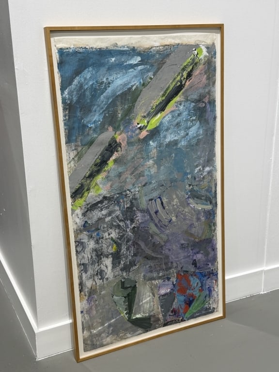 Hoon Kwak (B.1941): Hoon Kwak (B.1941) Mixed Media, Large Scale. Painting on paper. Signed and Dated. 58 inches high x 32 inches wide.