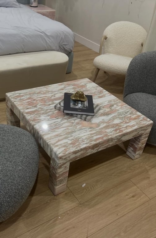Pink marble vintage coffee table: Pink marble vintage coffee table Dimensions: 42" x 42" x 18" PICK UP LOCATION - WEST LA, LOS ANGELES