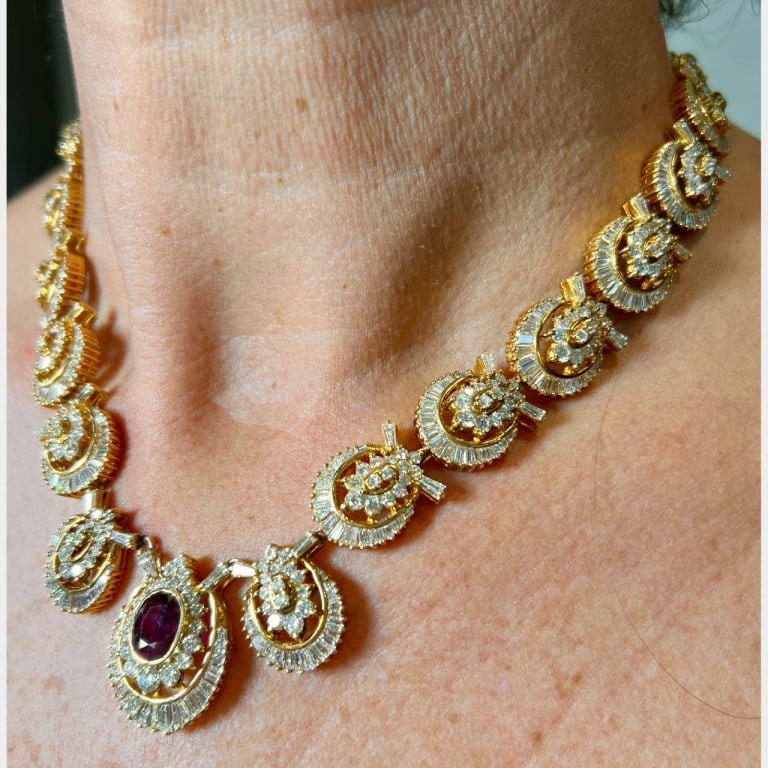 18K Yellow Gold Ruby & Diamond Ring - 2