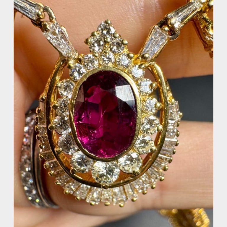 18K Yellow Gold Ruby & Diamond Ring - 3