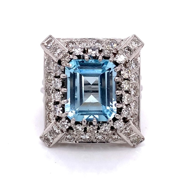 1950'S Aquamarine And Diamond Ring (1 of 3)