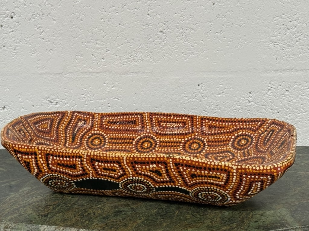 Tribal Bowl Artifact: Tribal Bowl Artifact Tribal Bowl Artifact. 4 inches high x 20 1/2 inches wide x 11 inches deep