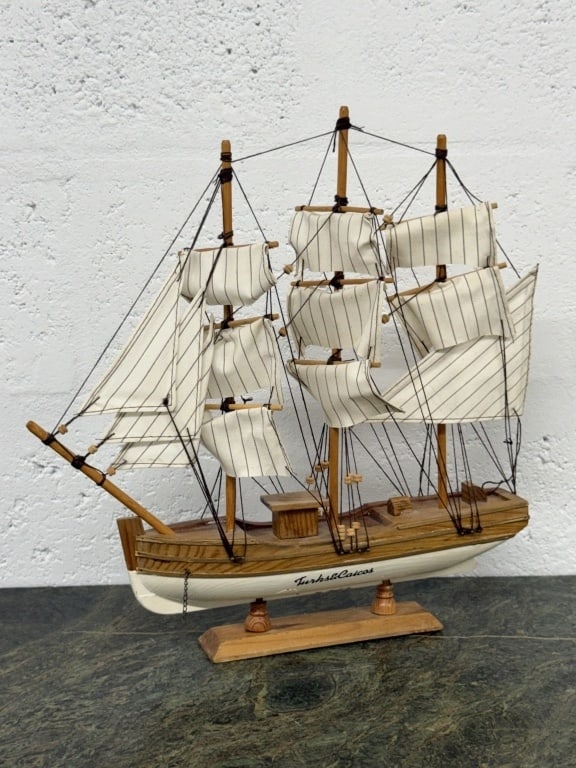 Model Ship, Antique.: Model Ship, Antique. Measures 15 inches high x 14 inches wide.