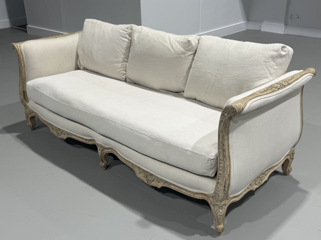 French Belgian Linen Sofa - 12