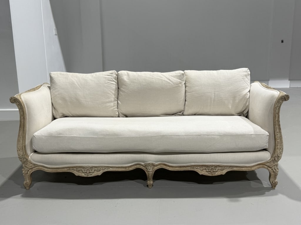 French Belgian Linen Sofa - 13