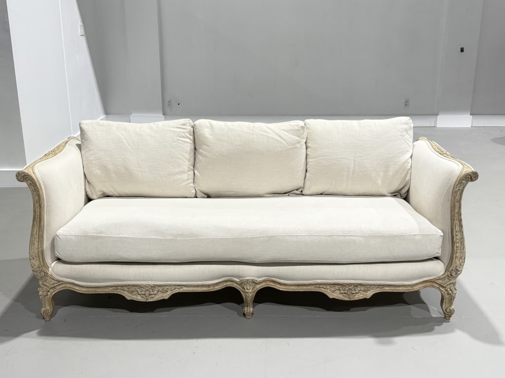 French Belgian Linen Sofa - 14