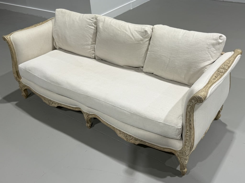 French Belgian Linen Sofa - 6