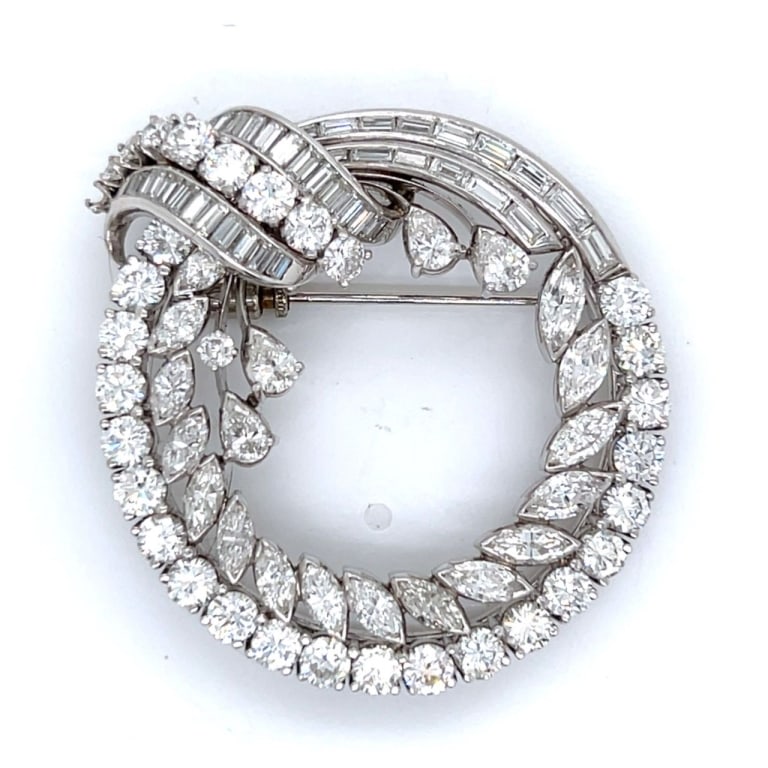 1960’s Platinum 12.00 Ct. Diamond Brooch (1 of 5)