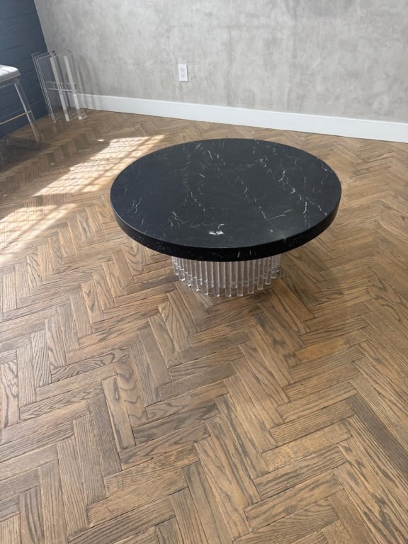 Lucite base with black marble top - 2