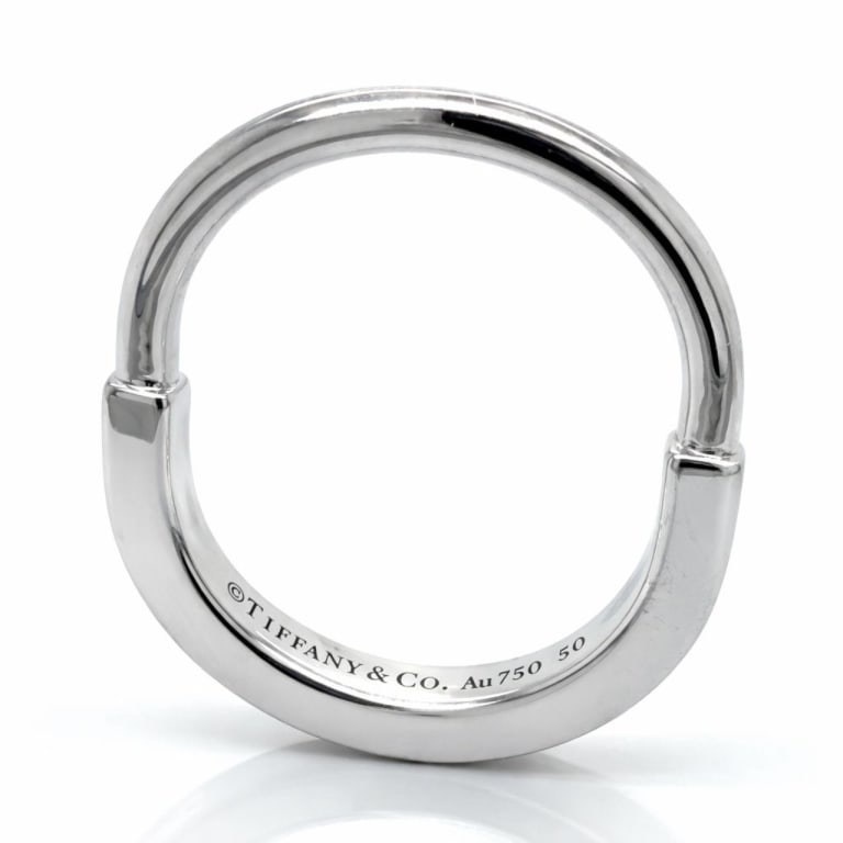 TIFFANY & CO. 18K White Gold Ring: Item # 13696 TIFFANY & CO. 18K White Gold Ring Weighing 5.2 grams Ring Size 5
