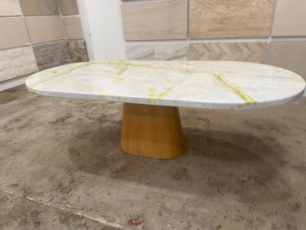 Marble and oak dining table: Marble and oak dining table Dimensions: 98" Length x 48" Wide x 31" High PICK UP LOCATION - WEST LA, LOS ANGELES