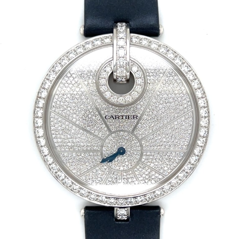 CARTIER Captive de Cartier Watch: Item # 13207 CARTIER Captive de Cartier Watch Weighing 129.0 grams Set with app. 10.00 Ct. of AllOriginal Diamonds D-F Color, VVS-VS Clarity 50mm Case Quartz movement Brand new original Cartier Strap