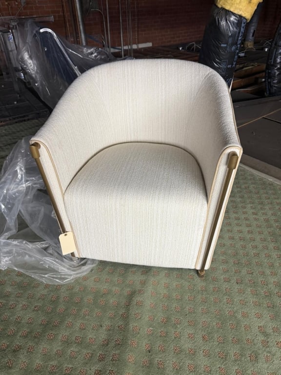 New brass and Boucle lounge chair: New brass and Boucle lounge chair PICK UP LOCATION - WEST LA, LOS ANGELES
