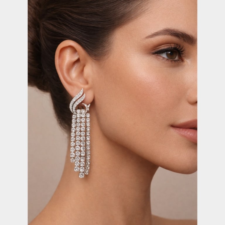 Platinum 12.80 Ct. Diamond Earrings: Item # 13605 Category Earrings Platinum 12.80 Ct. Diamond Earrings Weighing 24.6 grams Set with 128 Diamonds weighing app. 12.80 Ct. F-G Color, VVS-VS Clarity 2.5 inches in length