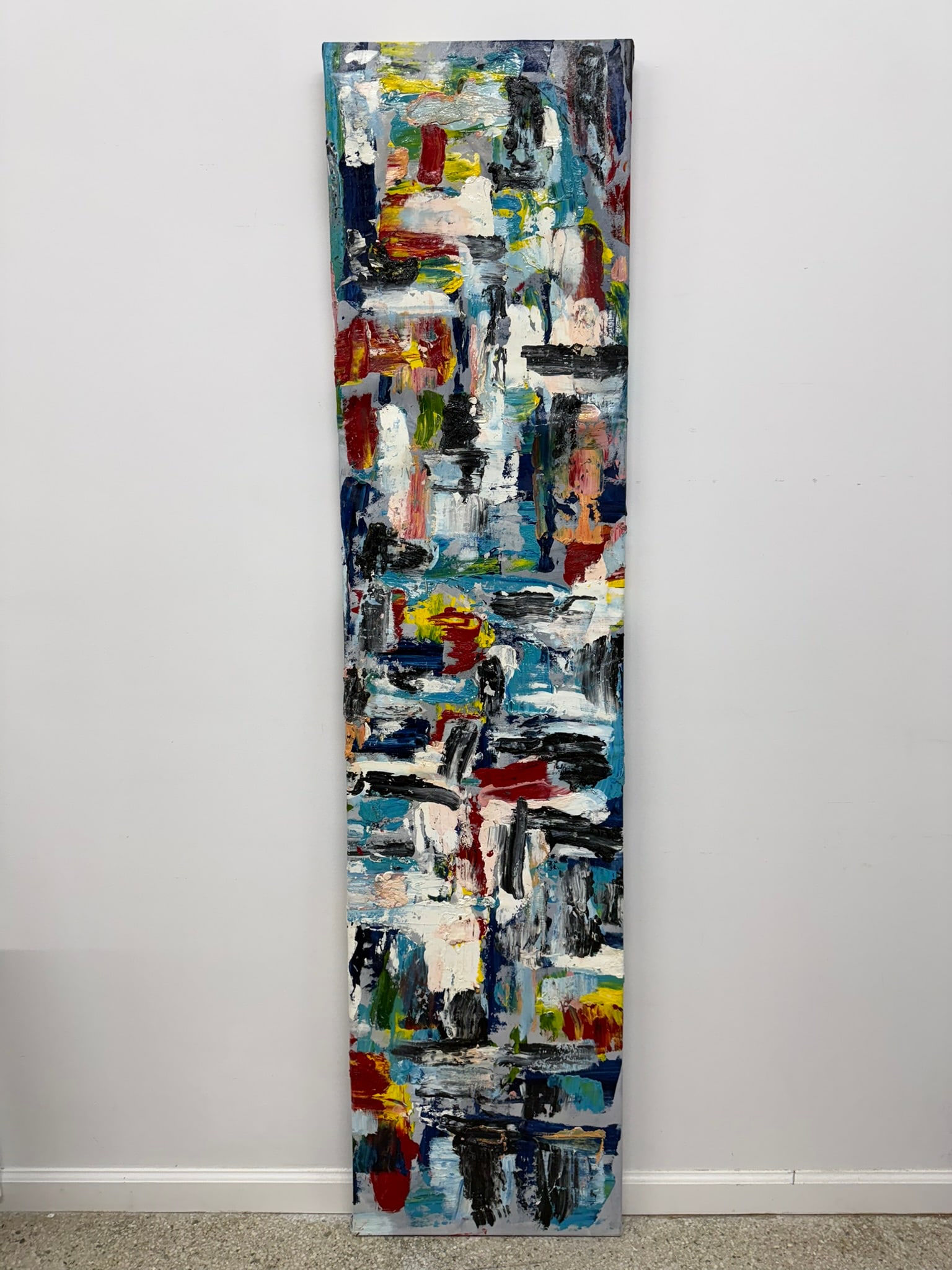 Kate Saville (b.20th c) Oil/Canvas: Kate Saville, American (b. 20th c) oil on canvas "Colors of a Zebra Seahorse" c. 2024. Unsigned. Stretched on wood. Retail: $19,750. In good condition.Measures 24" x 84"