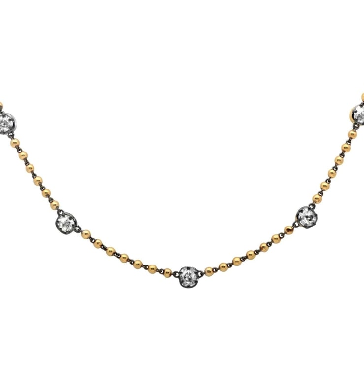 Diamond Necklace: Designs Diamond Necklace - V48924 SKU: 48924 Experience timeless elegance with the Necklace, a masterfully crafted statement of refinement and luxury. Set in rich 18k yellow gold, this exquisite