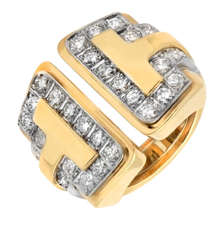 18 Karat Yellow Gold 3ct Diamond Ring: 18 Karat Yellow Gold 3ct Diamond Ring-V50615 SKU: 50615 Bold, brilliant, and undeniably luxurious, this 18k yellow gold diamond ring showcases the radiance of 40 round brilliant diamonds totaling