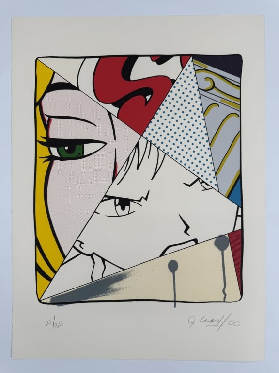John 'Crash' Matos (b. 1961) Signed Serigraph: John 'Crash' Matos, American (b.1961) signed serigraph "The Eyes Have It". Signed and dated '00 lower right and numbered 22/35 lower left. Signed in pencil. Minor wear along left and right side of the