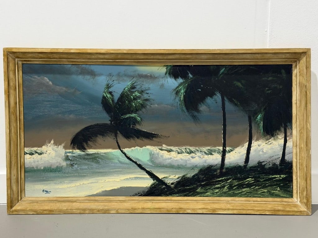 Alfred Hair, Florida Highwaymen 29Hx52W: Alfred Hair, Florida Highwaymen A truly fantastic example with certificate of authenticity included Signed lower left, Florida storm scene with incredible color and detail. Artwork measures 25 H x 48