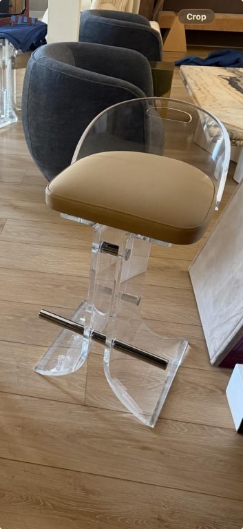 Set of 3 lucite upholstered bar stools (1 of 2)