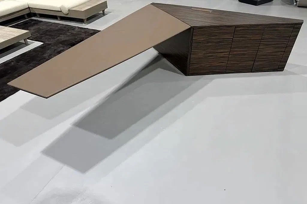 Euclideo 4 Mariani Executive Desk Retail $66,699: Euclideo 4 Mariani Executive Desk Retail $66,699. Hard Leather Top. Ebony Wood Cabinet with 4 Drawers And Two Doors. Made In Italy. Designed By Pietro Ferruccio Laviani. 30 inches high x 91 inches dee