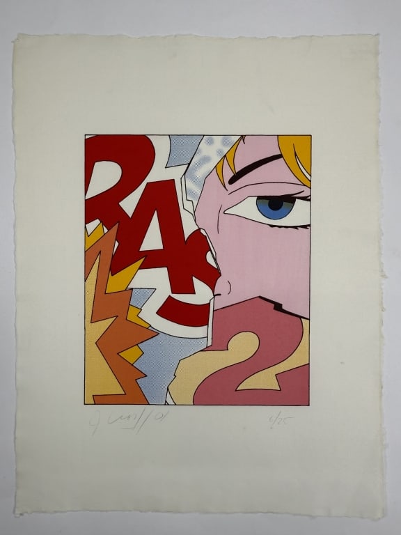 John 'Crash' Matos (b. 1961) Signed Serigraph: John 'Crash' Matos, American (b.1961) signed serigraph "Crash 2". Signed and dated '01 lower left and numbered 6/25 lower right. Signed in pencil. Some wear and creasing around the edges of the work,