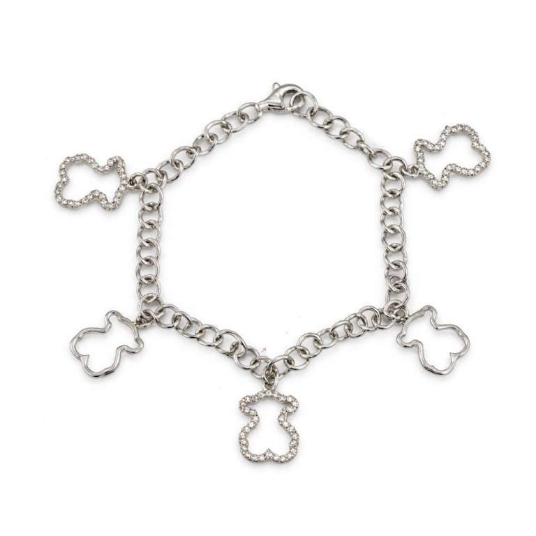 .925 Sterling Silver Bear Charm Chain Bracelet: .925 sterling silver bear charm chain bracelet. Stamped '925' on clasp and stamped 'CHINA' on one charm. Minor signs of wear, otherwise in good condition. Weight 10g