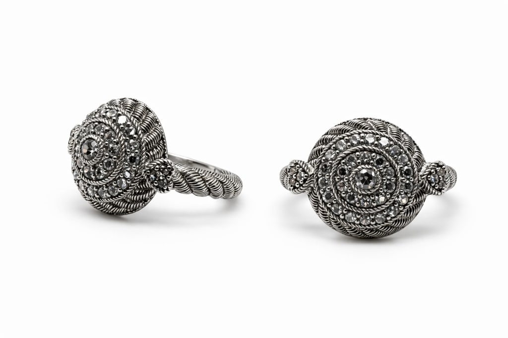 Judith Ripka Sterling Silver CZ Cable Ring (1 of 3)