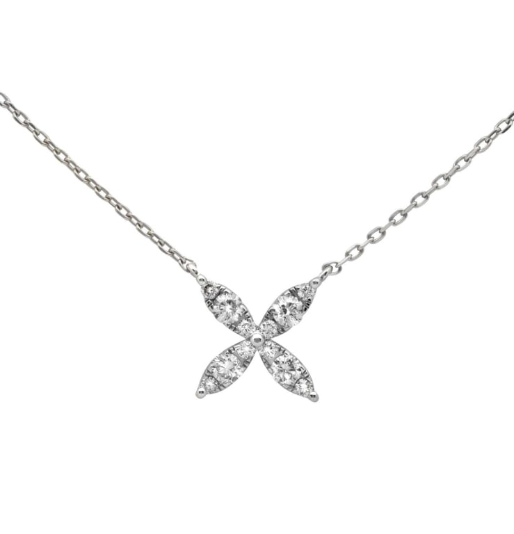 Exquisite Floral Diamond & White Gold Necklace (1 of 3)