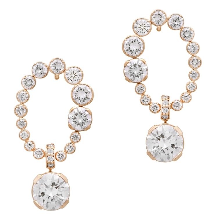 18k Yellow Gold and Diamond Hoop Earrings (1 of 3)