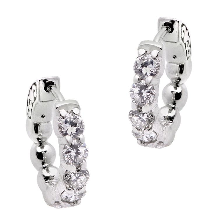 14k White Gold Diamond Huggies - V52661 (1 of 3)