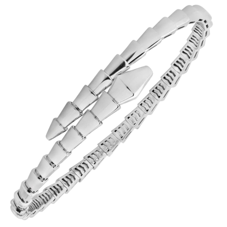 18k White Gold Bvlgari Serpenti Viper Bracelet: 18k White Gold Bvlgari Serpenti Viper Bracelet- V52016 A sleek and iconic design from Bvlgari’s celebrated Serpenti Viper collection, this bracelet is crafted in luminous 18k white gold. The sculptu