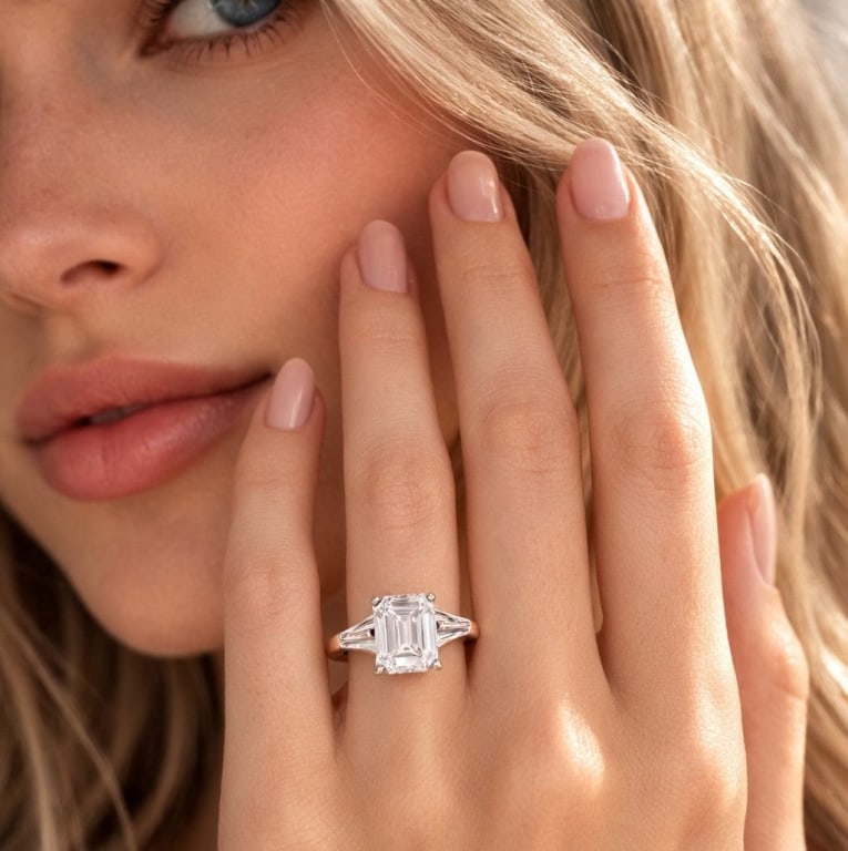 5ct Emerald Cut Diamond Ring - 2