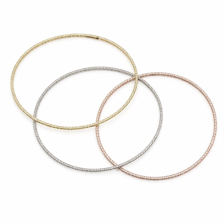 Set Of 3 925 Sterling Silver Bangle Bracelets (1 of 2)