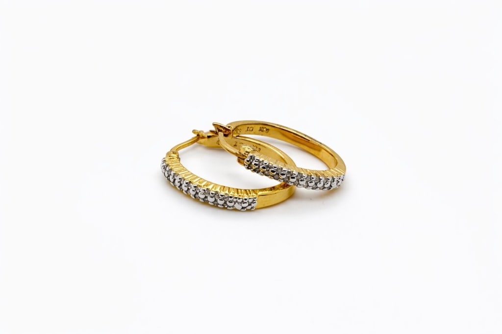 Pair .925 Sterling Silver Gold Toned CZ Earrings (1 of 2)