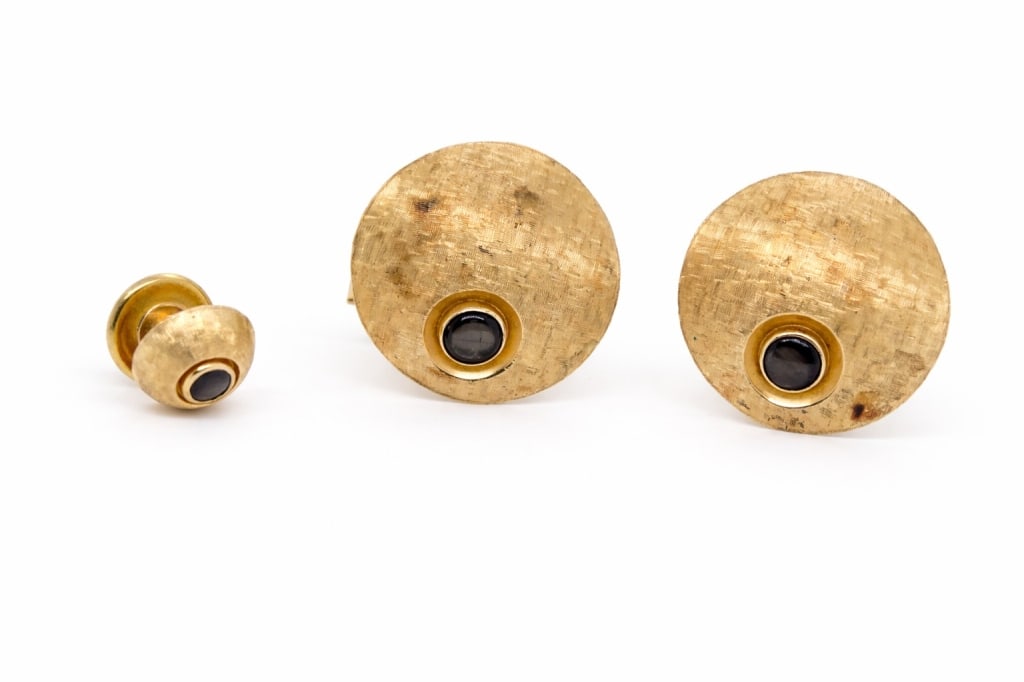 Vintage 14K Yellow Gold Cufflinks & Tie Clip (1 of 3)