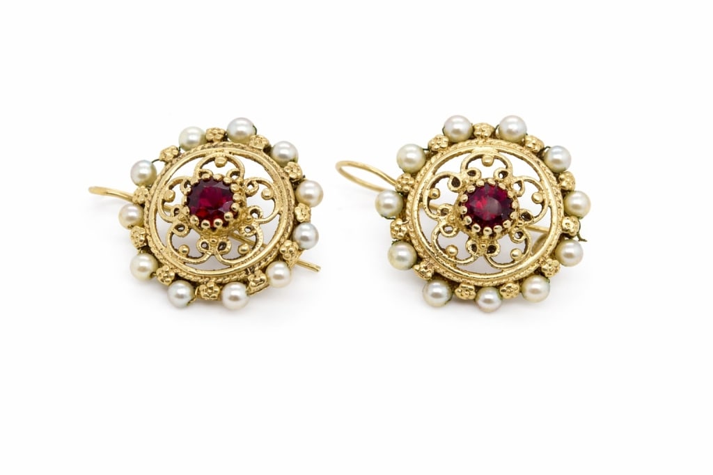 Antique Pearl & Gemstone Earrings (1 of 2)