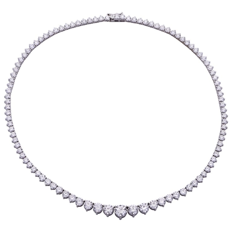 25ct Diamond Necklace: 25ct Diamond Necklace - V53181 A breathtaking expression of brilliance and refinement, this 18k white gold diamond necklace showcases 101 perfectly matched diamonds totaling 25.57 carats. Graded D–G