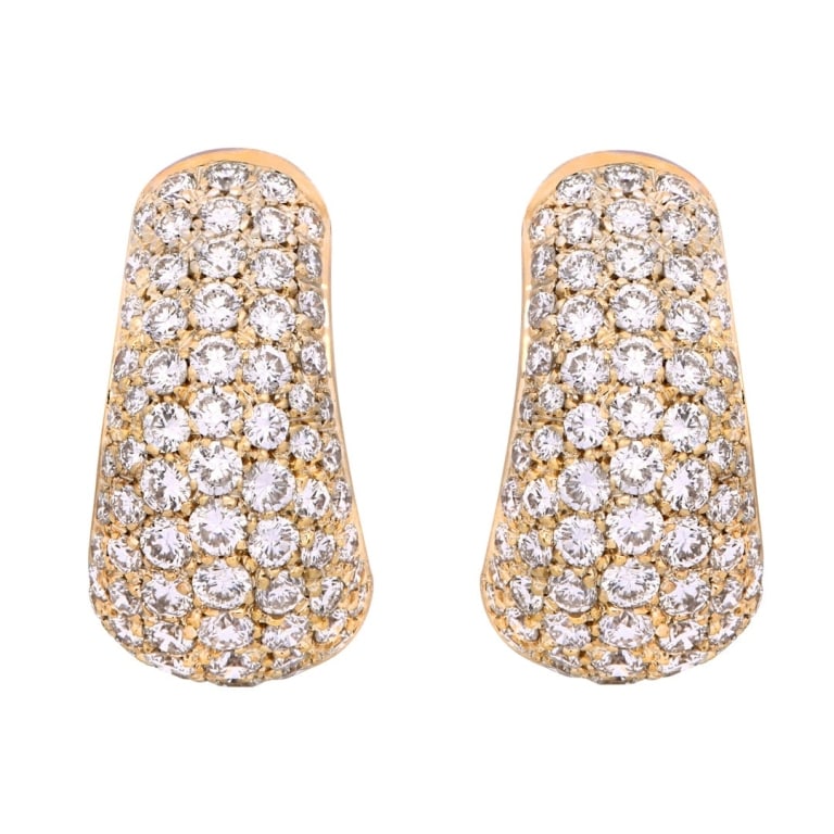 Bvlgari Pave' Diamond Earrings: Bvlgari Pave' Diamond Earrings - V51207 A radiant expression of Italian sophistication, these Bvlgari pavé diamond earrings showcase the brand’s mastery of elegance and precision. Crafted in lumino