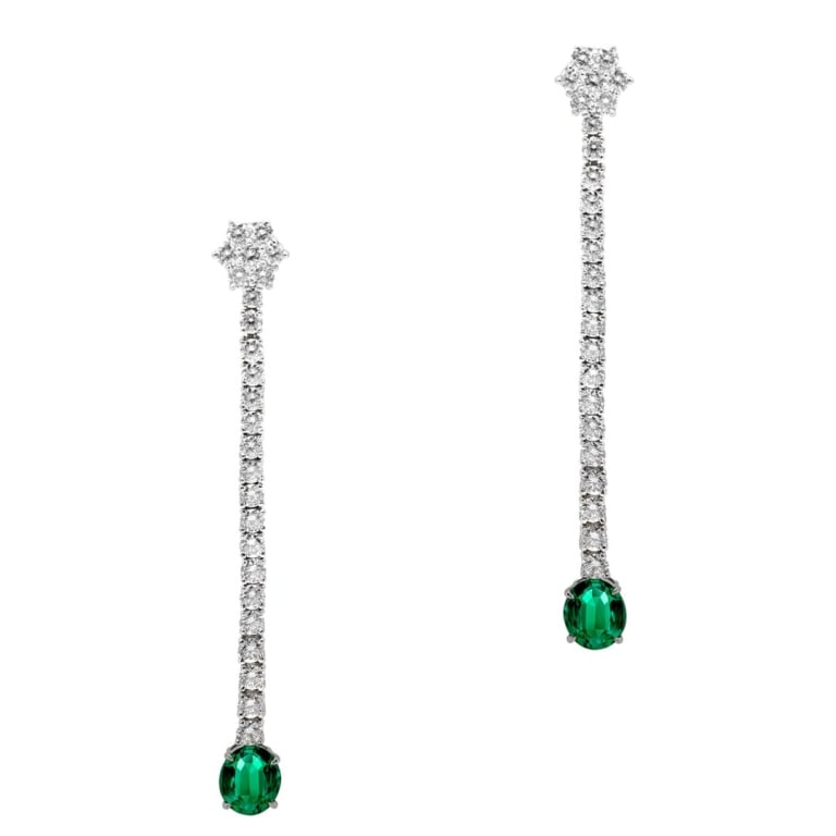 3.40 Carat Emerald And Diamond Dangle Earrings (1 of 3)