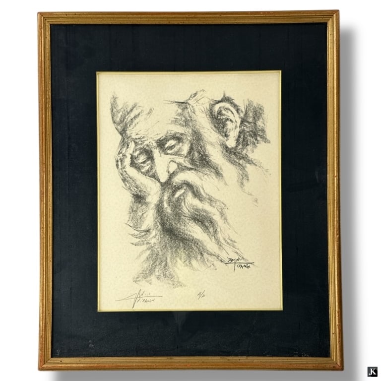 Yitzhak Yamin (B. 1951) AP Signed Lithograph: Yitzhak Yamin, Israel (Born 1951) Artists Proof Lithograph "Rabbi". Pencil signed and numbered A/P. Framed, matted and presented under a glass screen. Good condition. Measures 17" x 13" (sight), frame