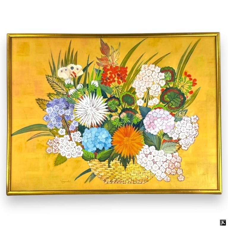 Fernand Vergucht (1923-2003) Oil/Canvas: Fernand Vergucht, Belgium (1923 - 2003) Oil on canvas "Floral Still Life". Signed lower left. Good condition. Measures 34" x 28", frame measures 25-1/2" x 33-1/2'. 29341 19B