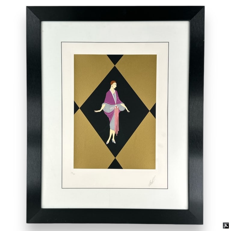 Erte (1892-1990) Signed Serigraph: Romain (Erte) De Tirtoff, Russia/New York/France (1892 - 1990) Color serigraph "Manhattan Mary III". Pencil signed and numbered 251/300. Gallery framed and under glass screen. Good condition. Measures
