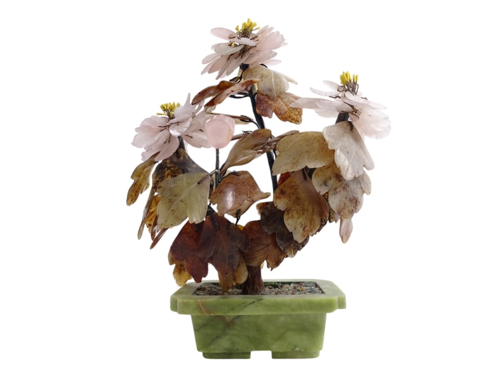 Vintage Chinese Tabletop Group: Vintage Chinese Tabletop Group. Includes: Blanc de Chine Bowl with flower frog 7" H x 8" W, good condition; miniature Ming tree, 10" H. Both pieces are unsigned and good condition consistent with