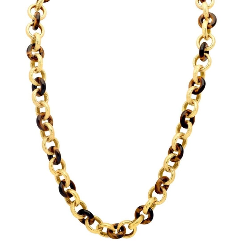 Gold & Tigers Eye Necklace: Gold & Tigers Eye Necklace - V51397 A striking fusion of natural beauty and luxurious craftsmanship, this 18k yellow gold and Tiger’s Eye necklace is a bold statement of warmth, depth, and elegance.