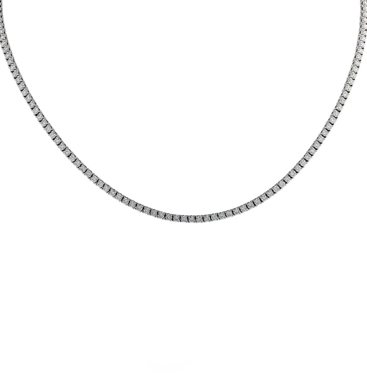 5.70 Ct Gold Straight Line Diamond Tennis Necklace: 5.70 Ct White Gold Straight Line Diamond Tennis Necklace - 227 Brilliant Cut Diamonds SKU: 43405 Elevate your elegance with the 5.70 Carat Straight Line Diamond Tennis Necklace, a true masterpiece of