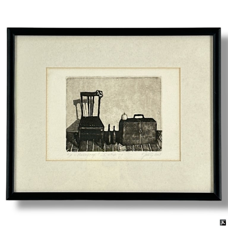 Signed 2007 Monochromatic Etching "Still Life": Signed 2007 Monochromatic Etching "Still Life" . Titled, numbered A/P and dated in pencil. Toning and some signs of age, otherwise in good condition. Measures 8-1/2" x 10-1/2" overall including frame.