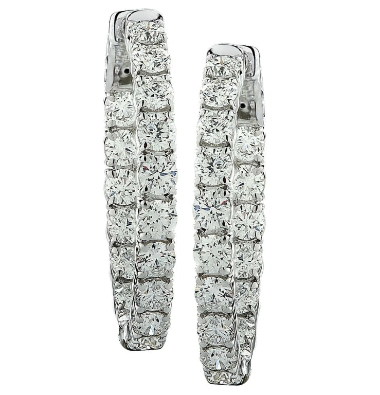 6.27 Carat Diamond In And Out Hoop Earrings: 6.27 Carat Diamond In And Out Hoop Earrings - V34064-1 A dazzling blend of modern elegance and timeless brilliance, these in-and-out hoop earrings feature a seamless display of sparkle from every angl