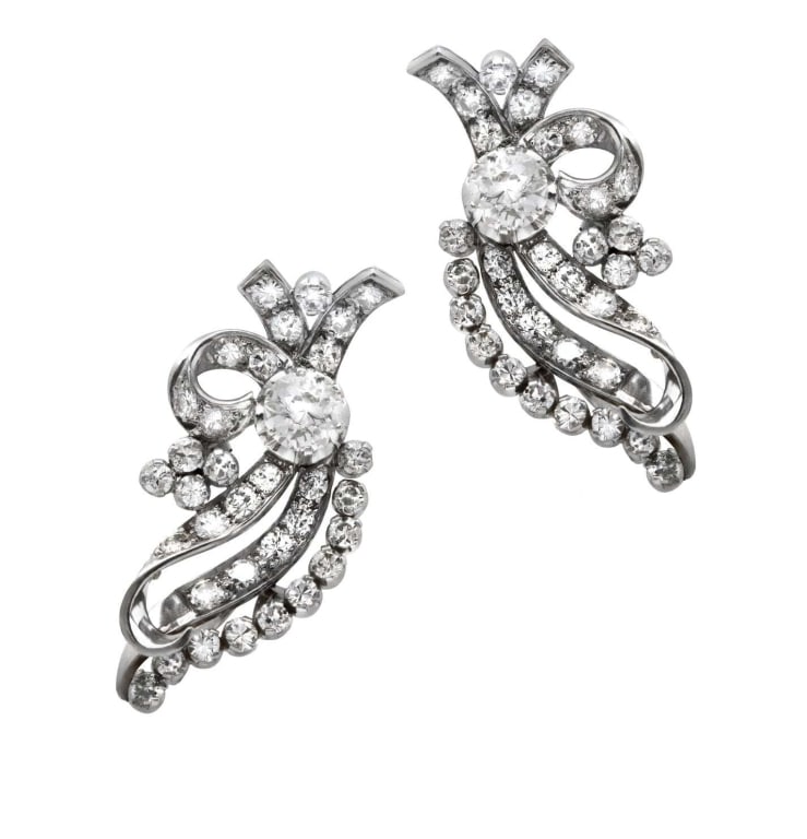Platinum & Diamond Euro Cut Earrings (1 of 3)